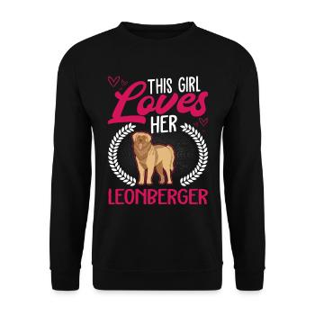 This girl loves her Leonberger - Unisex Pullover - Schwarz - Vorne - Alina (178cm) & Michal (187cm)