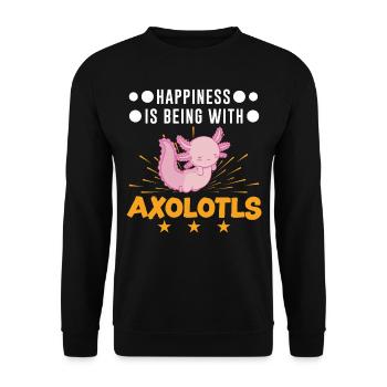 Happiness is being with Axolotls Tail Lurch - Unisex Sweatshirt - black - Front - Alina (178cm) & Michal (187cm)