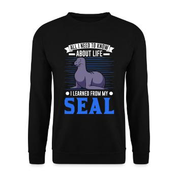 Robbe Geschenk Seal Seelöwe - Unisex Pullover - Schwarz - Vorne - Alina (178cm) & Michal (187cm)