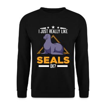 J’aime vraiment les phoques ok Sea Lion Seal - Sweat-shirt Unisexe - noir - Devant - Alina (178cm) & Michal (187cm)