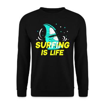 Surfing is Life Surfer Surfboard Surfing - Unisex Sweatshirt - black - Front - Alina (178cm) & Michal (187cm)