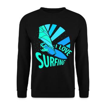 J’adore surfer surf surf surf surf - Sweat-shirt Unisexe - noir - Devant - Alina (178cm) & Michal (187cm)