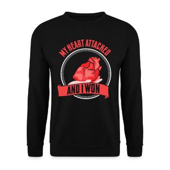 My heart attacked and I won - Unisex Sweatshirt - black - Front - Alina (178cm) & Michal (187cm)