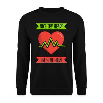 Bon cœur d’essai je suis toujours là - Sweat-shirt Unisexe - noir - Devant - Alina (178cm) & Michal (187cm)