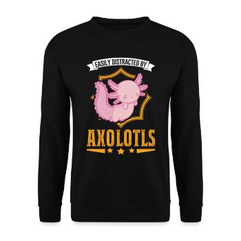 Facilement distrait par Axolotls Tail Luch - Sweat-shirt Unisexe - noir - Devant - Alina (178cm) & Michal (187cm)