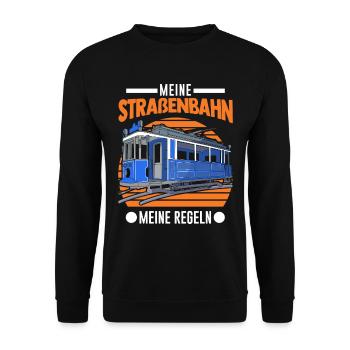Meine Straßenbahn Meine Regeln Tram S-Bahn - Unisex Pullover - Schwarz - Vorne - Alina (178cm) & Michal (187cm)