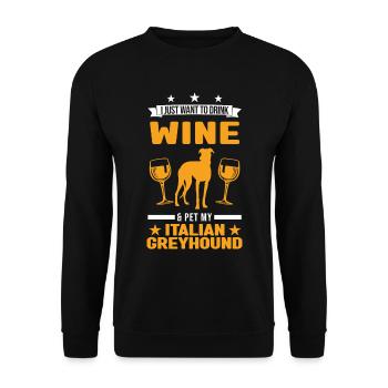 Lévrier italien et vin - Sweat-shirt Unisexe - noir - Devant - Alina (178cm) & Michal (187cm)
