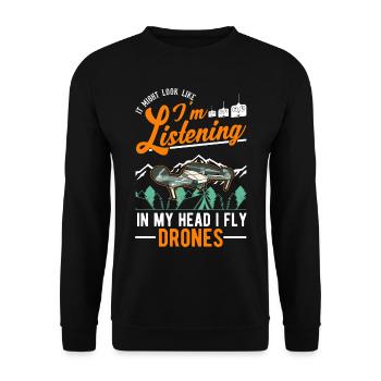 Drone Pilote Cadeau Drone Quadcopter - Sweat-shirt Unisexe - noir - Devant - Alina (178cm) & Michal (187cm)