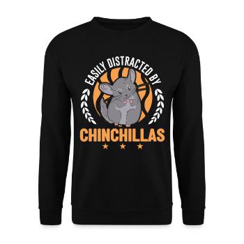 Easily distracted by Chinchillas - Unisex Pullover - Schwarz - Vorne - Alina (178cm) & Michal (187cm)