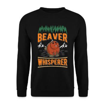 Biber Flüsterer Beaver Whisperer - Unisex Sweatshirt - black - Front - Alina (178cm) & Michal (187cm)