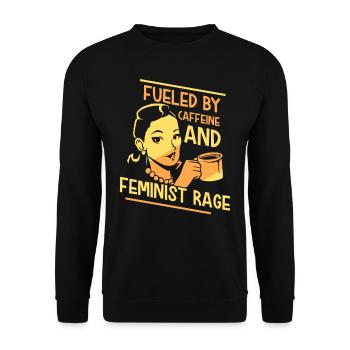 Powered by caffeine and feminist anger - Unisex Sweatshirt - black - Front - Alina (178cm) & Michal (187cm)