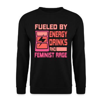 Alimenté par les boissons énergisantes et la colère féministe - Sweat-shirt Unisexe - noir - Devant - Alina (178cm) & Michal (187cm)