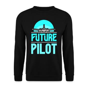 Future Pilot Small Aircraft Jet Light Aircraft - Unisex Sweatshirt - black - Front - Alina (178cm) & Michal (187cm)