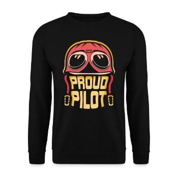 Proud Pilot Light Aircraft Small Aircraft Jet - Unisex Sweatshirt - black - Front - Alina (178cm) & Michal (187cm)
