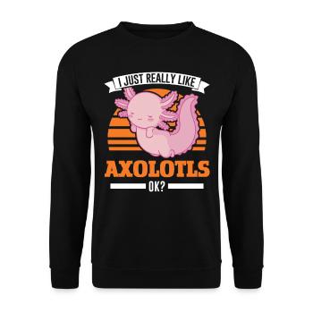 J’aime beaucoup Axolotls Tail Luch - Sweat-shirt Unisexe - noir - Devant - Alina (178cm) & Michal (187cm)