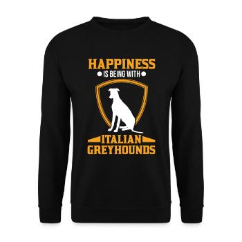 Italienischer Windhund Italienisches Windspiel - Unisex Pullover - Schwarz - Vorne - Alina (178cm) & Michal (187cm)