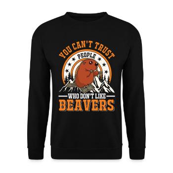 Beaver Gift Beaver Dam - Unisex Sweatshirt - black - Front - Alina (178cm) & Michal (187cm)
