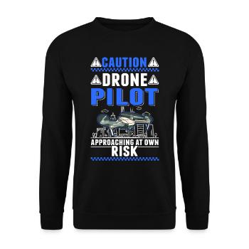 Attention Drones pilotes de drones révisés - Sweat-shirt Unisexe - noir - Devant - Alina (178cm) & Michal (187cm)