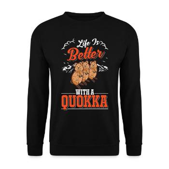 Life is better with a Quokka short-tailed kangaroo - Unisex Sweatshirt - black - Front - Alina (178cm) & Michal (187cm)