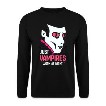 Only vampires work day shift sayings at night - Unisex Sweatshirt - black - Front - Alina (178cm) & Michal (187cm)