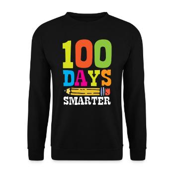 100 Tage Schlauer Sprüche Lustig Süß Team - Unisex Pullover - Schwarz - Vorne - Alina (178cm) & Michal (187cm)