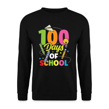 100 Tage Schule Lustig Sprüche Team Süß - Unisex Pullover - Schwarz - Vorne - Alina (178cm) & Michal (187cm)