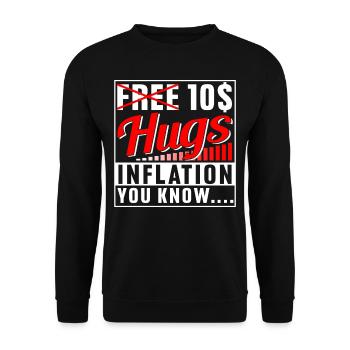 Free $10 Hugs Inflation Humor - Unisex Sweatshirt - black - Front - Alina (178cm) & Michal (187cm)