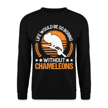 Chameleon Gift Chameleon - Unisex Sweatshirt - black - Front - Alina (178cm) & Michal (187cm)