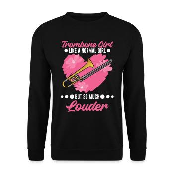 Posaunen Mädchen Posaunenspieler Posaunistin - Unisex Pullover - Schwarz - Vorne - Alina (178cm) & Michal (187cm)