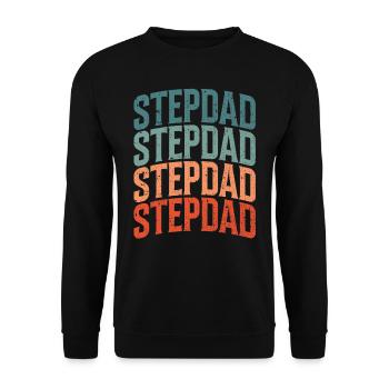 Stiefvater Stiefpapa Stepdad Vatertag - Unisex Pullover - Schwarz - Vorne - Alina (178cm) & Michal (187cm)