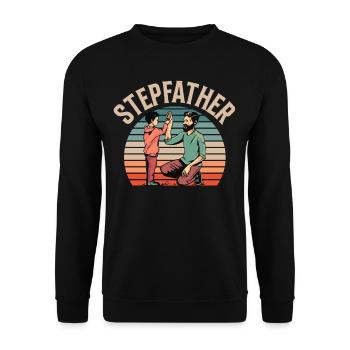 Stiefvater Stiefpapa Stepdad Vatertag - Unisex Pullover - Schwarz - Vorne - Alina (178cm) & Michal (187cm)