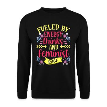 Alimenté par les boissons énergisantes et la colère féministe - Sweat-shirt Unisexe - noir - Devant - Alina (178cm) & Michal (187cm)