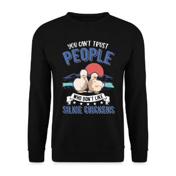 Silk Chicken Gift Silkie Chicken - Unisex Sweatshirt - black - Front - Alina (178cm) & Michal (187cm)