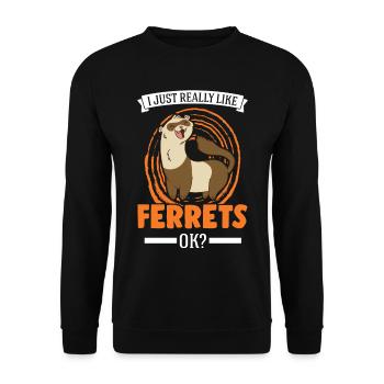 J’aime beaucoup Ferrets Frettchen - Sweat-shirt Unisexe - noir - Devant - Alina (178cm) & Michal (187cm)