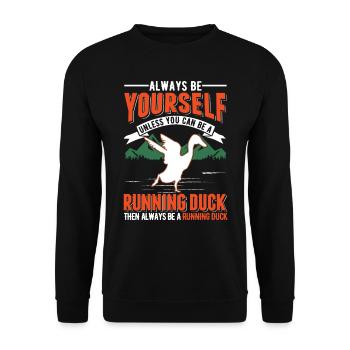 Indian Running Gift Running Duck - Unisex Sweatshirt - black - Front - Alina (178cm) & Michal (187cm)