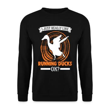 I just really like Running Ducks, ok Laufente - Unisex Sweatshirt - black - Front - Alina (178cm) & Michal (187cm)