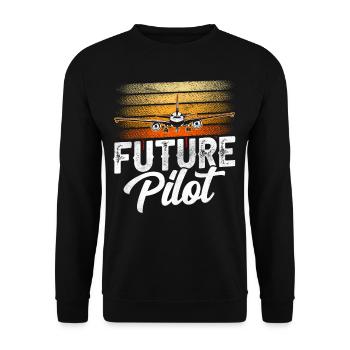 Future Pilot Small Aircraft Jet Light Aircraft - Unisex Sweatshirt - black - Front - Alina (178cm) & Michal (187cm)