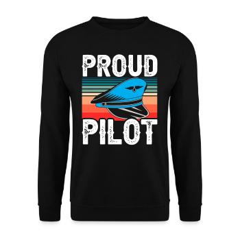 Proud Pilot Light Aircraft Small Aircraft Jet - Unisex Sweatshirt - black - Front - Alina (178cm) & Michal (187cm)