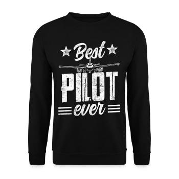 The Best Pilot Ever Small Aircraft Jet - Unisex Sweatshirt - black - Front - Alina (178cm) & Michal (187cm)