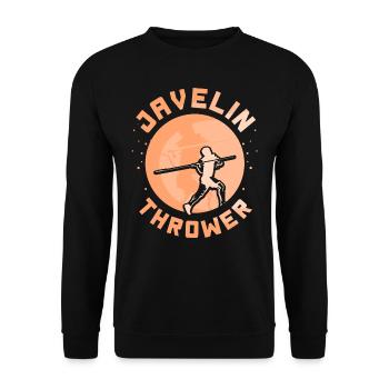 Speerwerfer Speerwurf Speerwerfen Speer - Unisex Pullover - Schwarz - Vorne - Alina (178cm) & Michal (187cm)