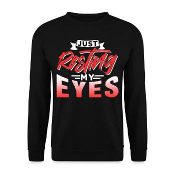 Je ne repose que mes yeux du Père Papa Papi - Sweat-shirt Unisexe - noir - Devant - Alina (178cm) & Michal (187cm)