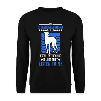 Italienischer Windhund Italienisches Windspiel - Unisex Pullover - Schwarz - Vorne - Alina (178cm) & Michal (187cm)