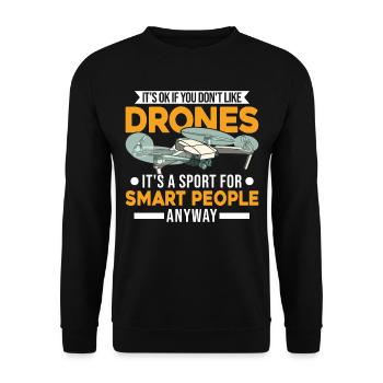 Drone Gift Quadcopter Drone Pilot - Unisex Sweatshirt - black - Front - Alina (178cm) & Michal (187cm)