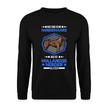 Hollandse Herder Glitzer Hollandse Herdershond - Unisex Pullover - Schwarz - Vorne - Alina (178cm) & Michal (187cm)
