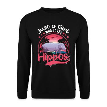 Juste une fille qui aime Hippo Hippo Hippo Hippo Hippo Hippo - Sweat-shirt Unisexe - noir - Devant - Alina (178cm) & Michal (187cm)