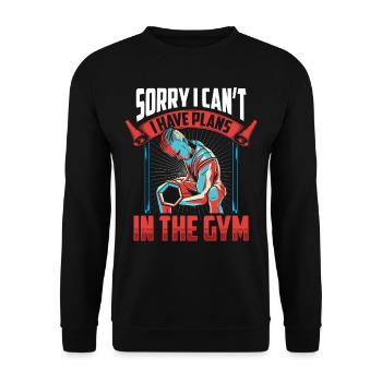 Kann Nicht Ich Habe Pläne Im Fitnessstudio Sorry - Unisex Pullover - Schwarz - Vorne - Alina (178cm) & Michal (187cm)
