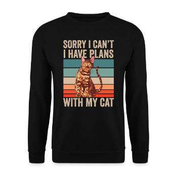 Unfortunately can't I have plans with my cat - Unisex Sweatshirt - black - Front - Alina (178cm) & Michal (187cm)