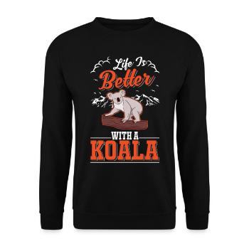 Life is better with a Koala Koala Bear - Unisex Sweatshirt - black - Front - Alina (178cm) & Michal (187cm)