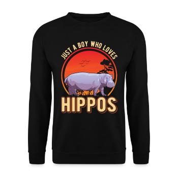 Juste un garçon qui aime Hippo Hippo Hippo Hippo Hippo Hippo - Sweat-shirt Unisexe - noir - Devant - Alina (178cm) & Michal (187cm)