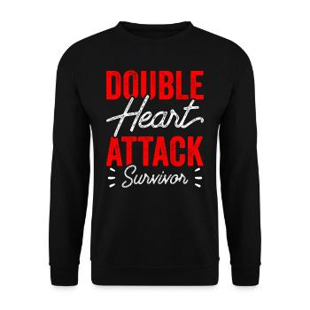 Zweifacher Herzinfarkt Überlebender Herzanfall - Unisex Pullover - Schwarz - Vorne - Alina (178cm) & Michal (187cm)